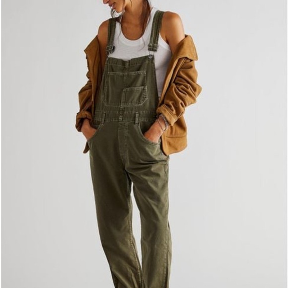 Free People - Ziggy Denim Overalls - Green - Small - Picture 5 of 6